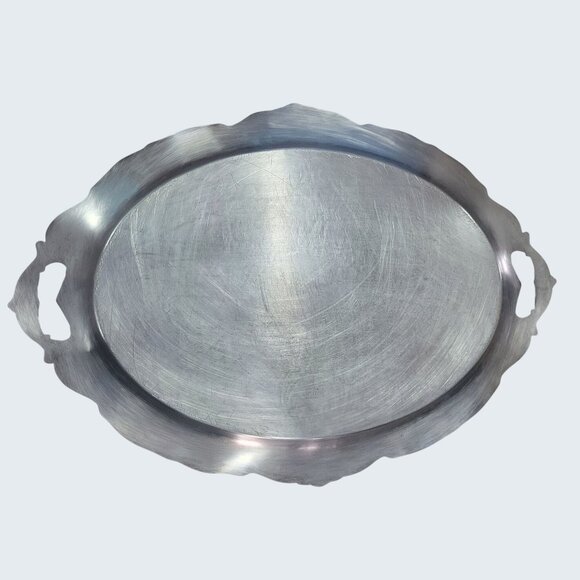 Reed & Barton King Francis Large Handled Metal Serving Tray Silverplate - Picture 3 of 16